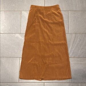 Vintage Suede Stylish Tan Skirt with Pockets, WHITE STAG